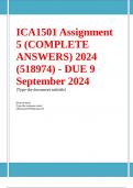 ICA1501 Assignment 5 (COMPLETE ANSWERS) 2024 - DUE 9 September 2024 ; 100% TRUSTED Complete, trusted solutions and explanations. Ensure your success with us... QUESTION 1 Choose the correct answer in question 1.1 – 1.5. 