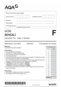 AQA GCSE Bengali 8638 RF question paper Bengali June 2024