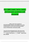 HCC QME Exam: Terms, Dates, and Concepts questions well answered