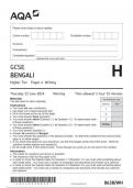 AQA GCSE Bengali 8638 WH question paper Bengali June 2024