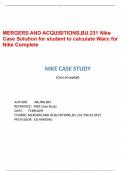  MERGERS AND ACQUISITIONS,BU.231 Nike Case Solution for student to calculate Wacc for Nike Complete