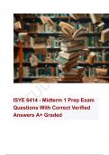 ISYE 6414 - Midterm 1 Prep Exam Questions With Correct Verified Answers A+ Graded