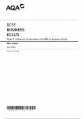 AQA GCSE BUSINESS MARK SCHEME PAPER 1 2024 (8132/1: Influences of operations and HRM on Business activity)