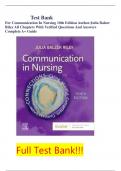 Test Bank  For Communication In Nursing 10th Edition Author:Julia Balzer Riley All Chapters With Verified Questions And Answers Complete A+ Guide