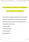 PHTLS 10th Edition Self-Test (2024 / 2025) Updated Questions and Verified Rationalized Answers, 100% Guarantee Pass