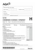 AQA GCSE Combined Science Synergy 8465 1H question paper CombinedScienceSynergy  10May 2024