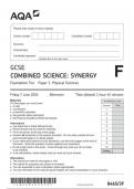 AQA GCSE Combined Science Synergy 8465 3F question paper CombinedScienceSynergy  7June 2024