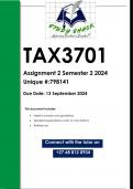 TAX3701 Assignment 2 (QUALITY ANSWERS) Semester 2 2024