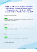 Exam 3: NSG 322/ NSG322 (Latest 2024/ 2025 Updates STUDY BUNDLE WITH COMPLETE SOLUTIONS) Behavioral Health Nursing | Qs & As | 100% Correct| Grade A (Verified Answers)- GCU