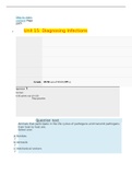 BIO 250 Exam 4& 5 Unit 15: Diagnosing Infections (Straighterline)