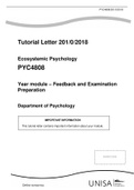 PYC4808 Ecosystemic Psychology Tutorial Letter 201/0/2018 - Year module – Feedback for Assignment 1, 2 and 3 and Examination Preparation Guide [Updated with correct Answers and elaborations]