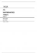 AQA AS MATHEMATICS 7356/1 Paper 1 Mark scheme June 2024