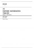 AQA   AS FURTHER MATHEMATICS 7366/2M Paper 2 Mechanics Mark scheme June 2024