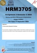 HRM3705 Assignment 3 (COMPLETE ANSWERS) Semester 2 2024 - DUE 17 September 2024 