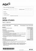 AQA GCSE MEDIA STUDIES PAPER 1 2024 (8572/1: Media One)