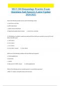 MLT 250 Hematology Practice Exam Questions And Answers Latest Update 2024/2025