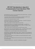 SPC1017 Introduction to Speech & Communication Exam Questions With Correct Answers