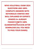 NFHS VOLLEYBALL EXAM 2024 QUESTIONS AND 100% COMPLETE ANSWERS WITH RATIONALES VERIFIED AND WELL EXPLAINED BY EXPERTS GRADED A+ ALREADY PASSED!!!!WITH 100% GUARANTEED SUCCESS AFTER DOWNLOAD (ALL YOU NEED TO PASS YOUR EXAMS)