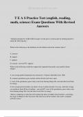 T E A S Practice Test (english, reading, math, science) Exam Questions With Revised Answers