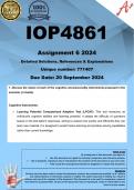 IOP4861 Assignment 6 (COMPLETE ANSWERS) 2024 (771407)- DUE 20 September 2024 