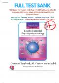 TB Stahls Essential Psychopharmacology 4th Edition Test Bank  | Questions And Answers Graded A+