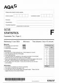 AQA GCSE STATISTICS FOUNDATION TIER PAPER 1 2024 (8382/1F)