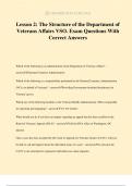 Lesson 2: The Structure of the Department of Veterans Affairs VSO. Exam Questions With Correct Answers