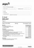  AQA A LEVEL BIOLOGY PAPER 2 QUESTION PAPER 2024 (7402/2)