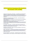  ACCA Audit And Assurance (AA) Questions And Answers 100% Verified.