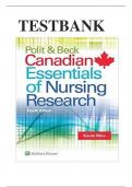 Test Bank for :Polit & Beck Canadian Essentials of Nursing Research 4th Edition, Woo  ultimate guide grade A+