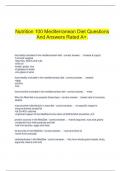    Nutrition 100 Mediterranean Diet Questions And Answers Rated A+.