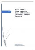 WGU C206 Ethical Leadership Exam  BUNDLE (2024) || With  Complete Questions & Answers (All Accurate - Expert Rated A+)