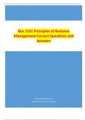 Bus 1101 Principles of Business Management Correct Questions and Answers