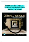 Test Bank for Criminal Behavior, 12th Edition by Curt R. Bartol