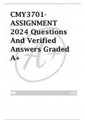 CMY3701- ASSIGNMENT 2024 Questions  And Verified  Answers Graded  A+