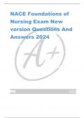 NACE Foundations of  Nursing Exam New  version Questions And  Answers 2024