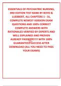 ESSENTIALS OF PSYCHIATRIC NURSING, 3RD EDITION TEST BANK BY BOYD & LUEBBERT, ALL CHAPTERS 1 - 31, COMPLETE NEWEST VERSION EXAM QUESTIONS AND 100% CORRECT COMPLETE ANSWERS WITH RATIONALES VERIFIED BY EXPERTS AND WELL EXPLAINED AND PROVEN ALREADY PASSED!!!!