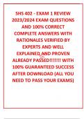 SHS 402 - EXAM 1 REVIEW 2023/2024 EXAM QUESTIONS AND 100% CORRECT COMPLETE ANSWERS WITH RATIONALES VERIFIED BY EXPERTS AND WELL EXPLAINED AND PROVEN ALREADY PASSED!!!!!!! WITH 100% GUARANTEED SUCCESS AFTER DOWNLOAD (ALL YOU NEED TO PASS YOUR EXAMS)