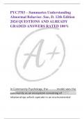 PYC3703 – Summaries Understanding  Abnormal Behavior. Sue, D. 12th Edition 2024 QUESTIONS AND ALREADY  GRADED ANSWERS RATED 100%