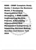 RIMS - CRMP Complete Study  Guide; 1 Analyze the Business  Model, 2 Developing  Organizational Risk  Strategies, 3 RIMS CRMPImplementing the Risk  Process, 4 Developing  Organizational Risk Management Competency, 5  Supporting Decision Making, Question A