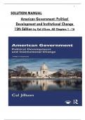 American Government: Political Development and Institutional Change 12th Edition Solution Manual by Cal Jillson, All Chapters 1 to 16 Covered, ISBN: 9781032293967 (100% Verified Edition)