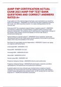 AANP FNP CERTIFICATION ACTUAL EXAM 2023 AANP FNP TEST BANK Questions (All correct answers, Already graded A+)  Exam 2024/2025 