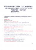 FNP PEDIATRIC EXAM TEST BANK 2024- 2025 REAL EXAM 250+ Questions (All correct answers, Already graded A+)  Exam 2024/2025 