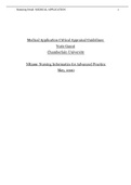 NR599: Nursing Informatics for Advanced Practice_2020 | Medical Application Critical Appraisal Guidelines 