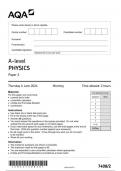 AQA Physic 7408 2 question paper Physics A 6June 2024