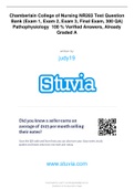 Chamberlain College of Nursing NR283 Test Question Bank (Exam 1, Exam 2, Exam 3, Final Exam, 300 QA) Pathophysiology 100 % Verified Answers, Already Graded A.