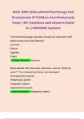 WGU D094 | Educational Psychology And Development Of Children And Adolescents Exam | 90+ Questions and Answers Rated A+ | 2024/2025 Updated