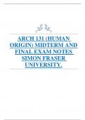 ARCH 131 (HUMAN  ORIGIN) MIDTERM AND  FINAL EXAM NOTES  SIMON FRASER  UNIVERSITY