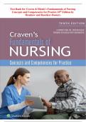 Test Bank for Craven & Hirnle's Fundamentals of Nursing Concepts and Competencies for Practice 10th Edition by Henshaw and Rassilyer-Bomers