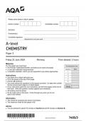 AQA  Chemistry7405 paper 3 question paper Chemistry A 21June 2024